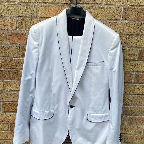 Dolce & Gabbana White Tuxedo Suit Jacket Wedding Suit & Pants Size 44R Size 36W - Picture 4 of 16